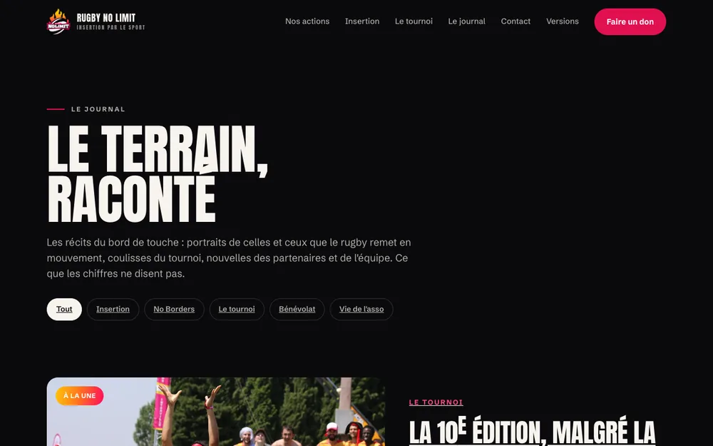 Aperçu de l'écran journal / blog